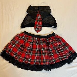 Sexy School Girl Costume - 2 piece skirt ,top Halloween, Dancer Size M‎